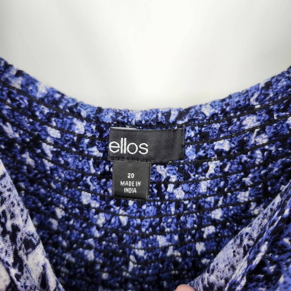 Ellos Blue Abstract Maxi Sun Dress Womens Size 20 Empire Beach Resort Vacation - Picture 4 of 8